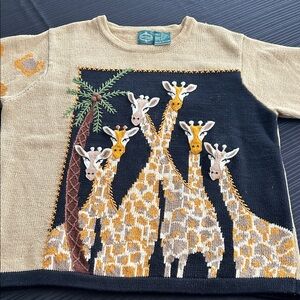 Vintage 100% cotton Giraffe Pullover Sweater -